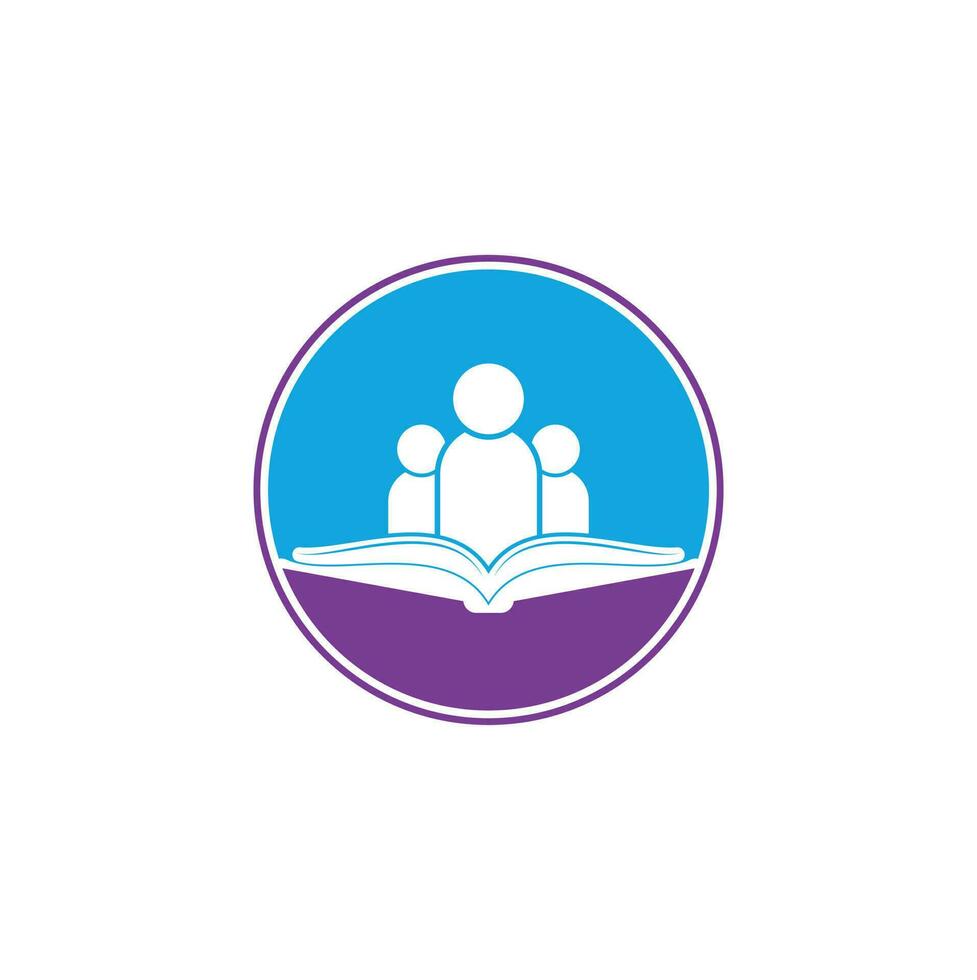 Book and people logo concept. Education logo, people and book icon. vector