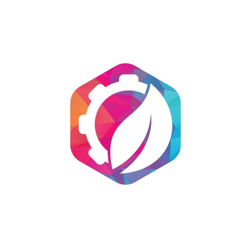 Gear leaf logo vector logo template. Gear and leaf logo combination. Mechanic and eco symbol or icon.