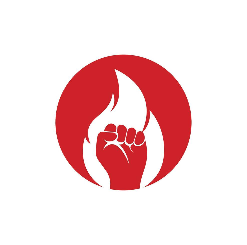 vector del logotipo del puño de fuego. símbolo de puño de llama de protesta de revolución. elemento de diseño de plantilla de logotipo de icono web.