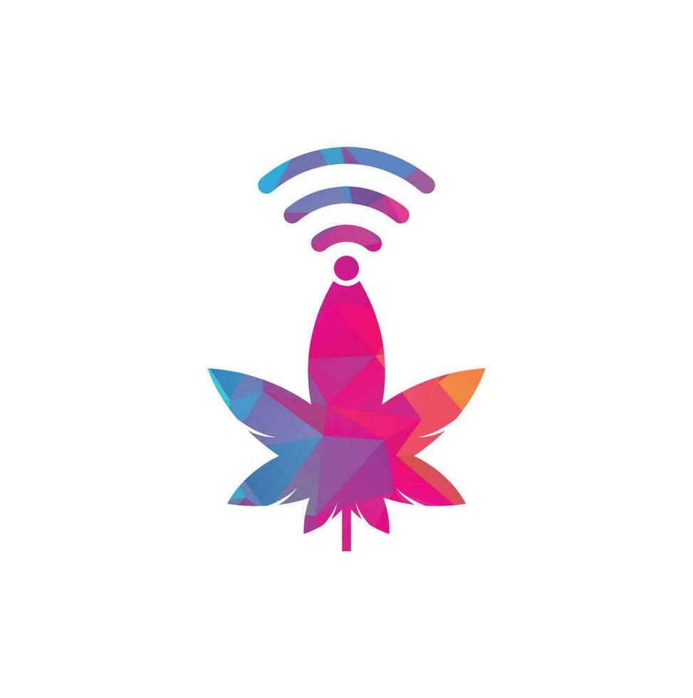 Cannabis wifi vector logo design. Hemp and signal symbol or icon.