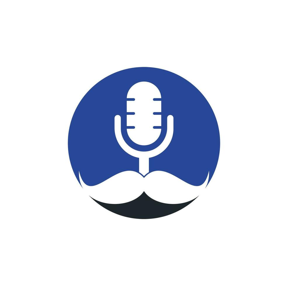 Gentleman podcast logo design template. Mustache podcast icon. vector