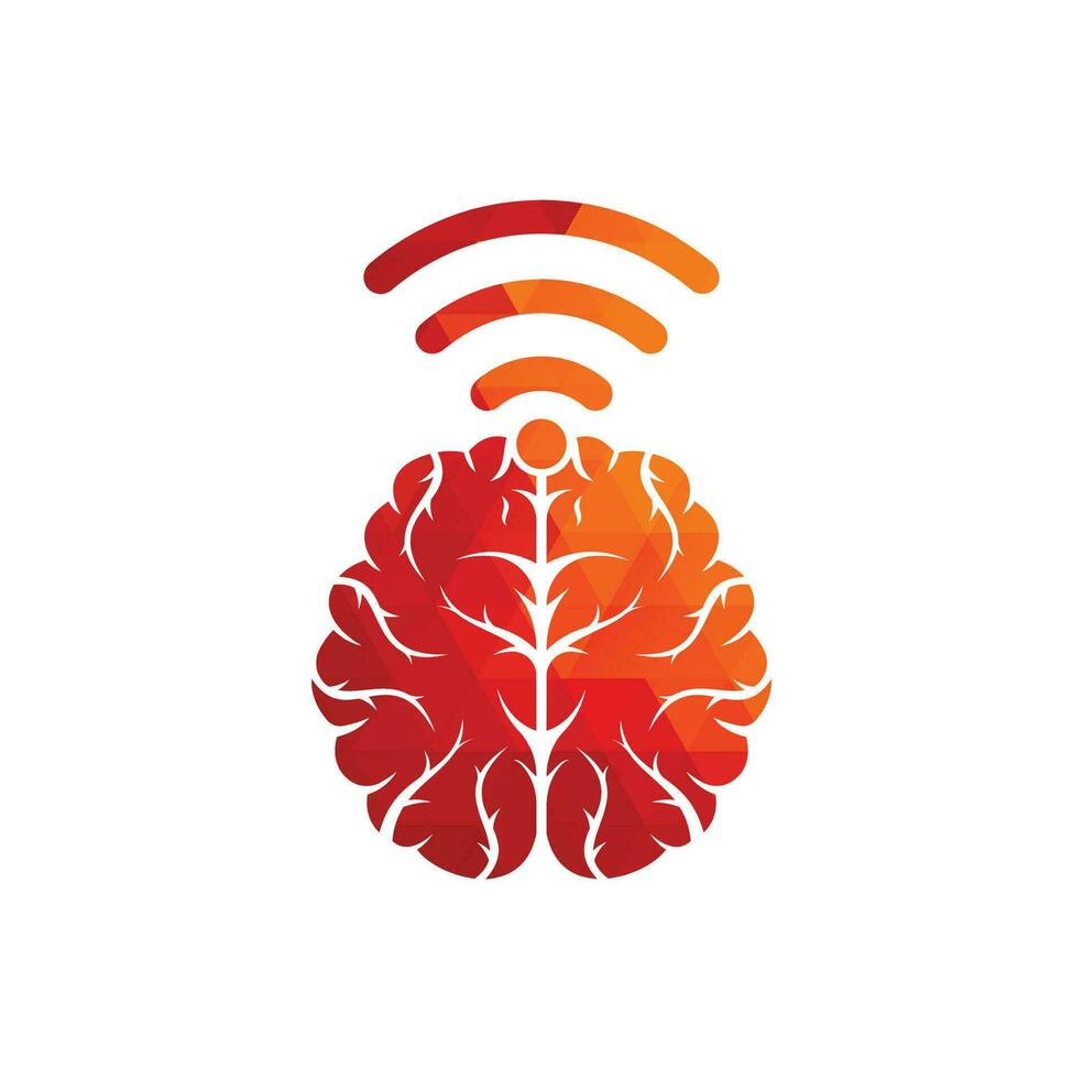 Brain and wifi logo design sign. Education, technology and business background. Wi-fi brain logo icon. vector