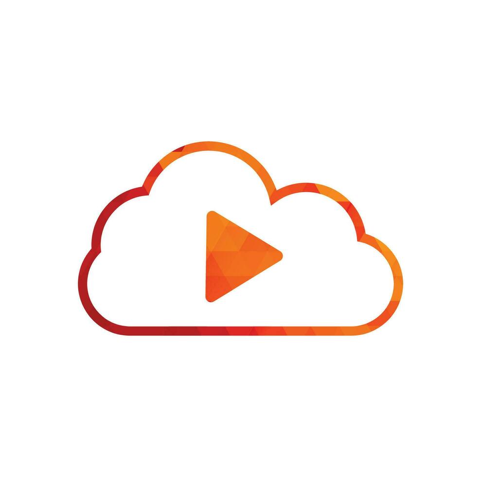 Video Cloud Logo Design Template. Cloud Play Multimedia Logo Template. vector