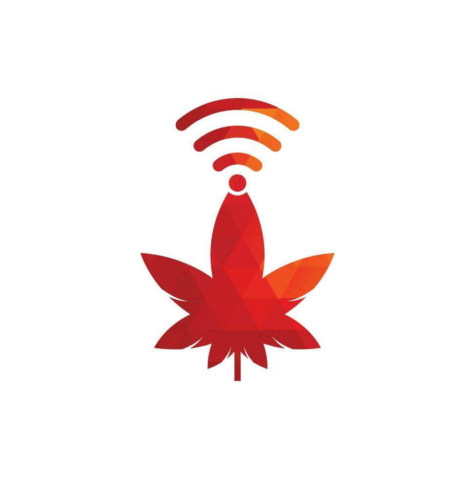 diseño del logotipo del vector wifi de cannabis. cáñamo y símbolo o icono de señal.