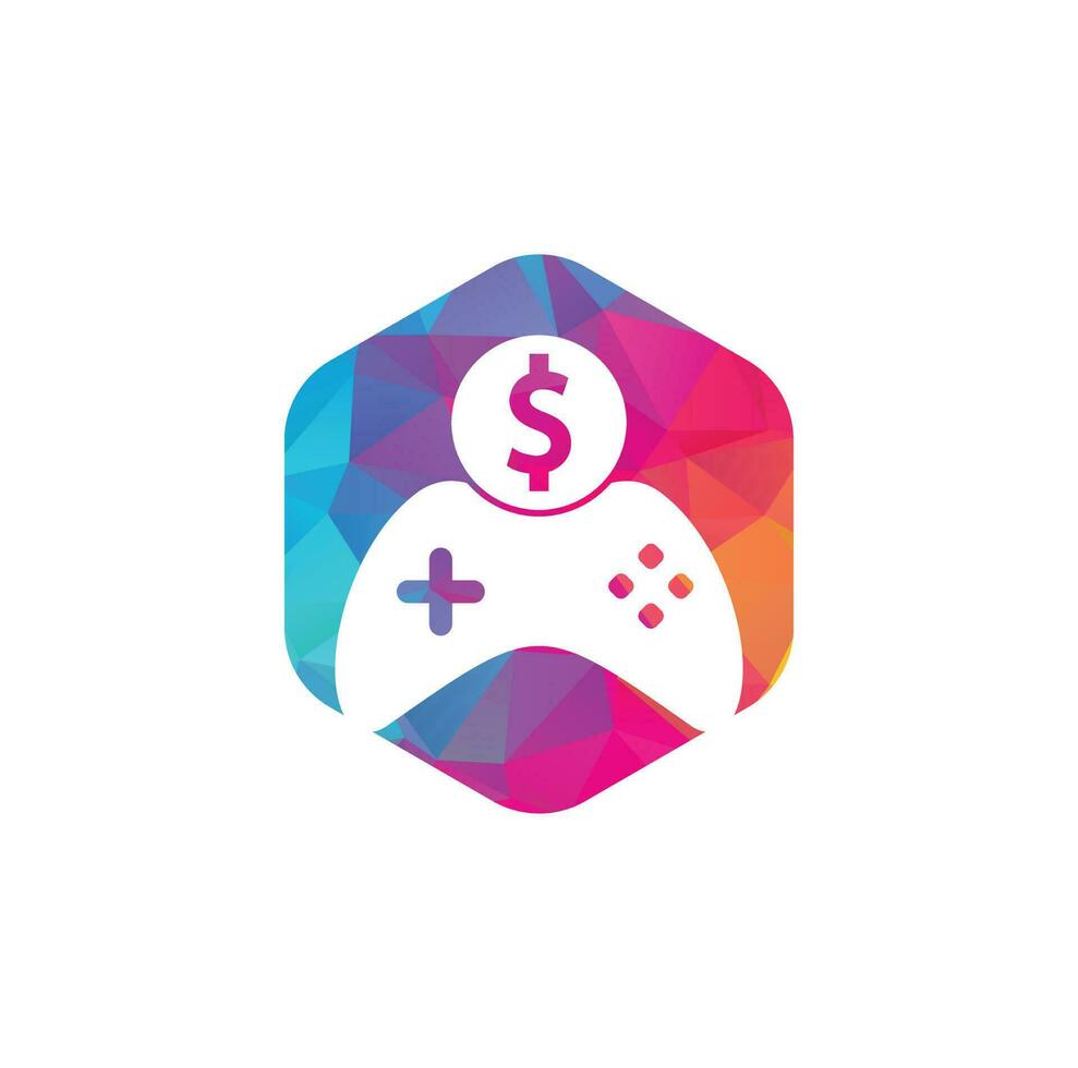 logotipo del juego de dinero. joystick juego de dinero en línea diseño de logotipo creativo vector