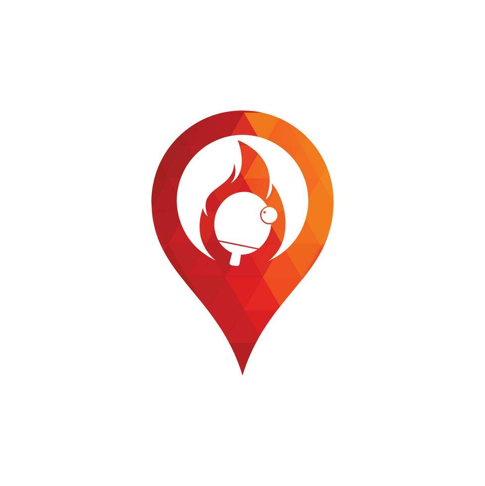 plantilla de diseño de icono de logotipo de gps de fuego y ping pong. tenis de mesa, icono de vector de ping pong