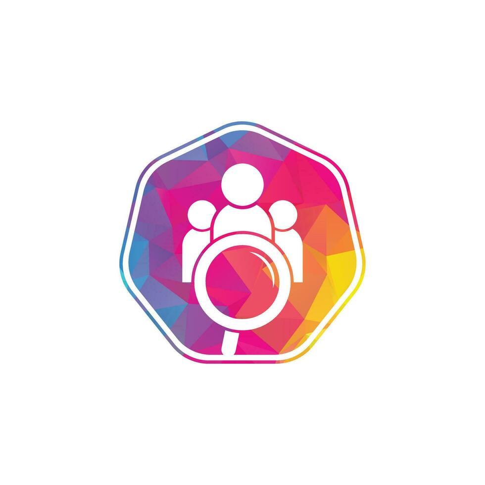 People finder logo. Magnifying glass logo. loupe and people logo design icon vector