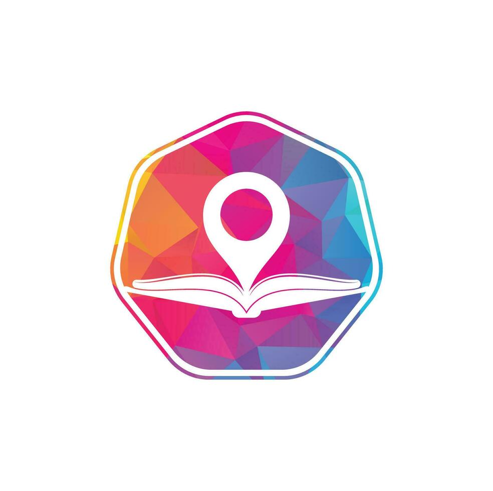 Book point logo design template. Education icon with pin combination. Concept of bookstore pointer symbol. vector