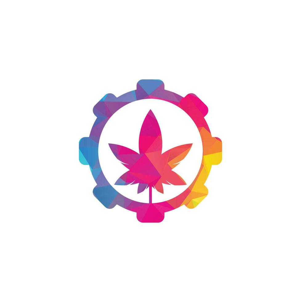 Cannabis gear concept Logo Design. cannabis leaf nature logo vector icon