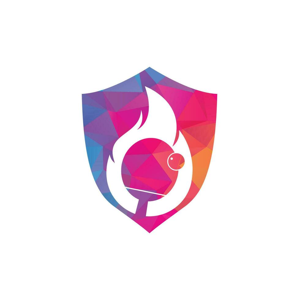 Fire and ping pong logo icon design template. Table tennis, ping pong vector icon.