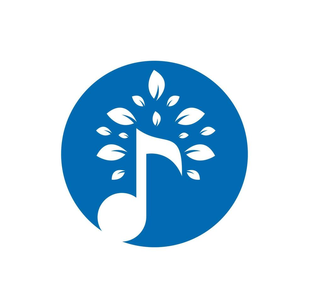 diseño del logo del árbol de la música. símbolo o icono de música y eco. icono de nota musical combinado con icono de forma de árbol vector