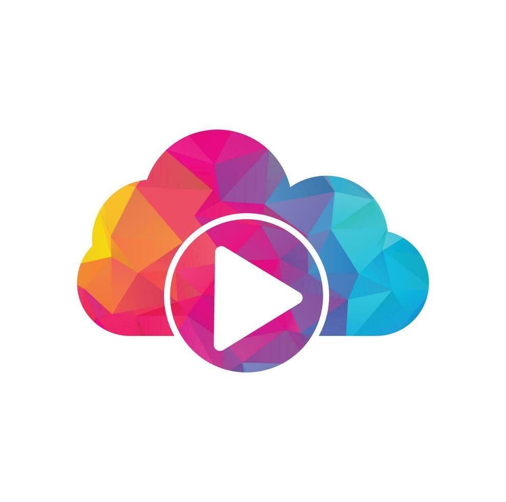 plantilla de diseño de logotipo de nube de vídeo. plantilla de logotipo multimedia de reproducción en la nube. vector