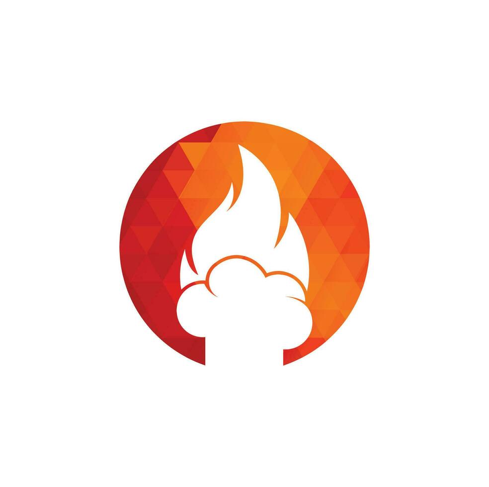 Hot chef vector logo design. Chef hat with a flame vector icon.