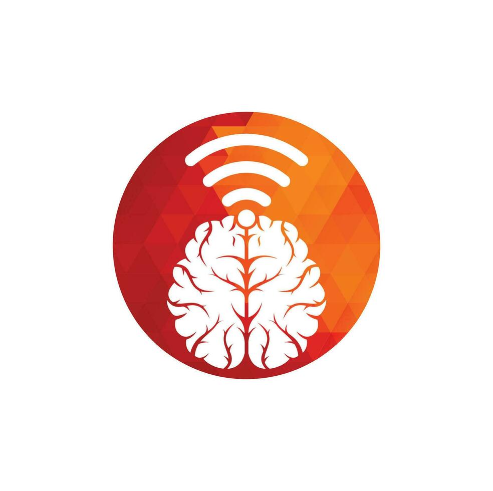 signo de diseño de logotipo de cerebro y wifi. educación, tecnología y antecedentes comerciales. icono del logotipo del cerebro de wifi. vector