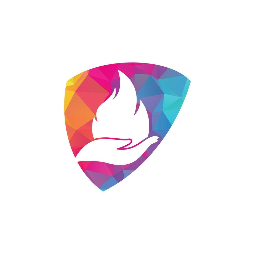 Fire care vector logo design concept. Hand and fire icon logo design.