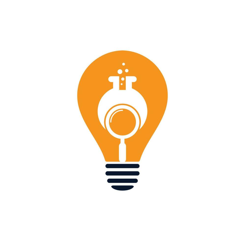 Search lab bulb shape concept logo design. find lab logo design vector template. Lab Find Logo Icon Design.