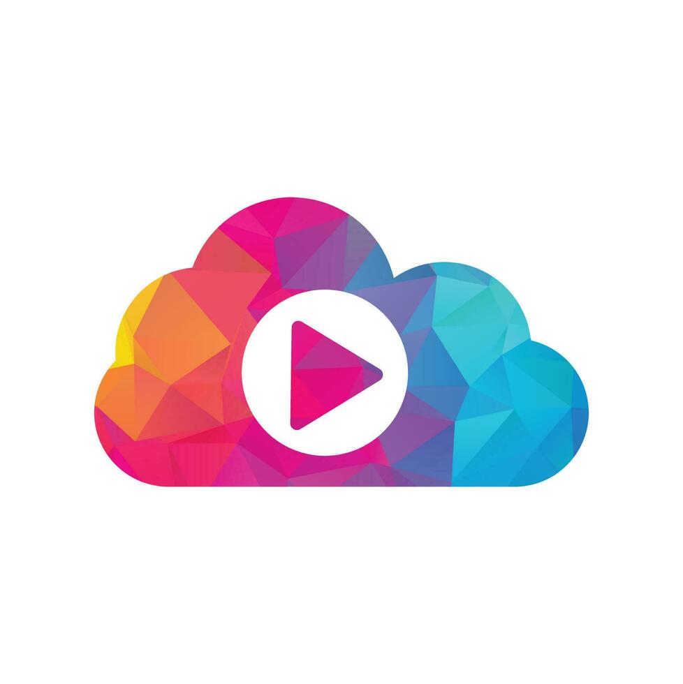 plantilla de diseño de logotipo de nube de vídeo. plantilla de logotipo multimedia de reproducción en la nube. vector