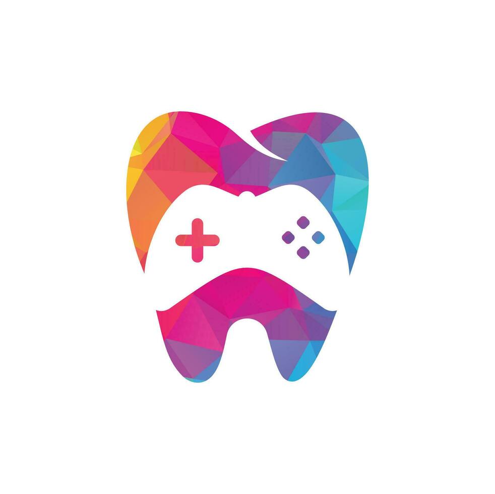 diseño del icono del logotipo del juego dental. diseño de logotipo vectorial de diente y consola. vector