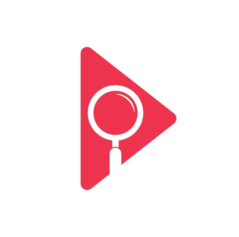 Media search play logo template. Magnifier with play symbol for search music logo design vector. play search button logo vector icon