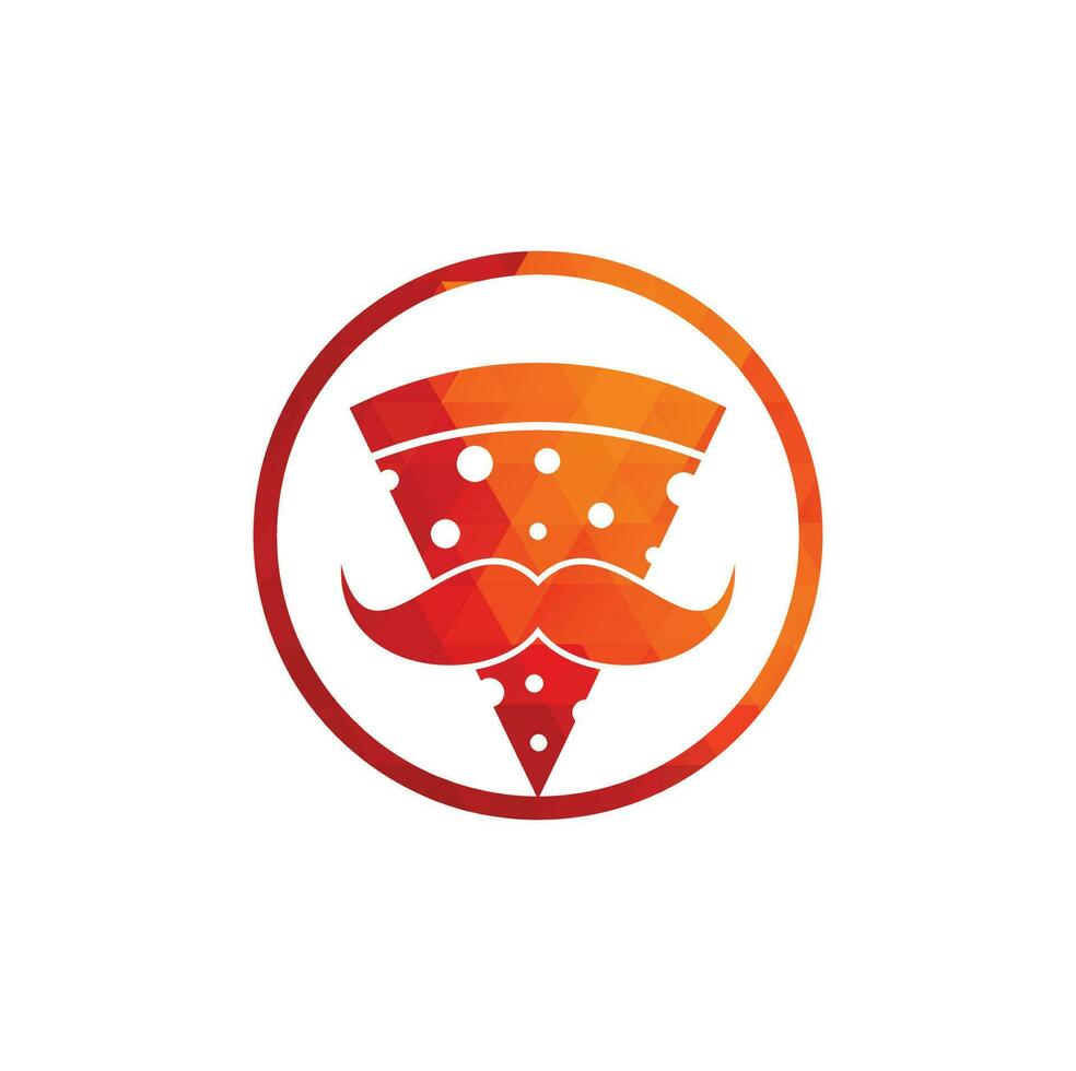 Pizza mustache logo design template. Mr Pizza logo design concept vector icon.