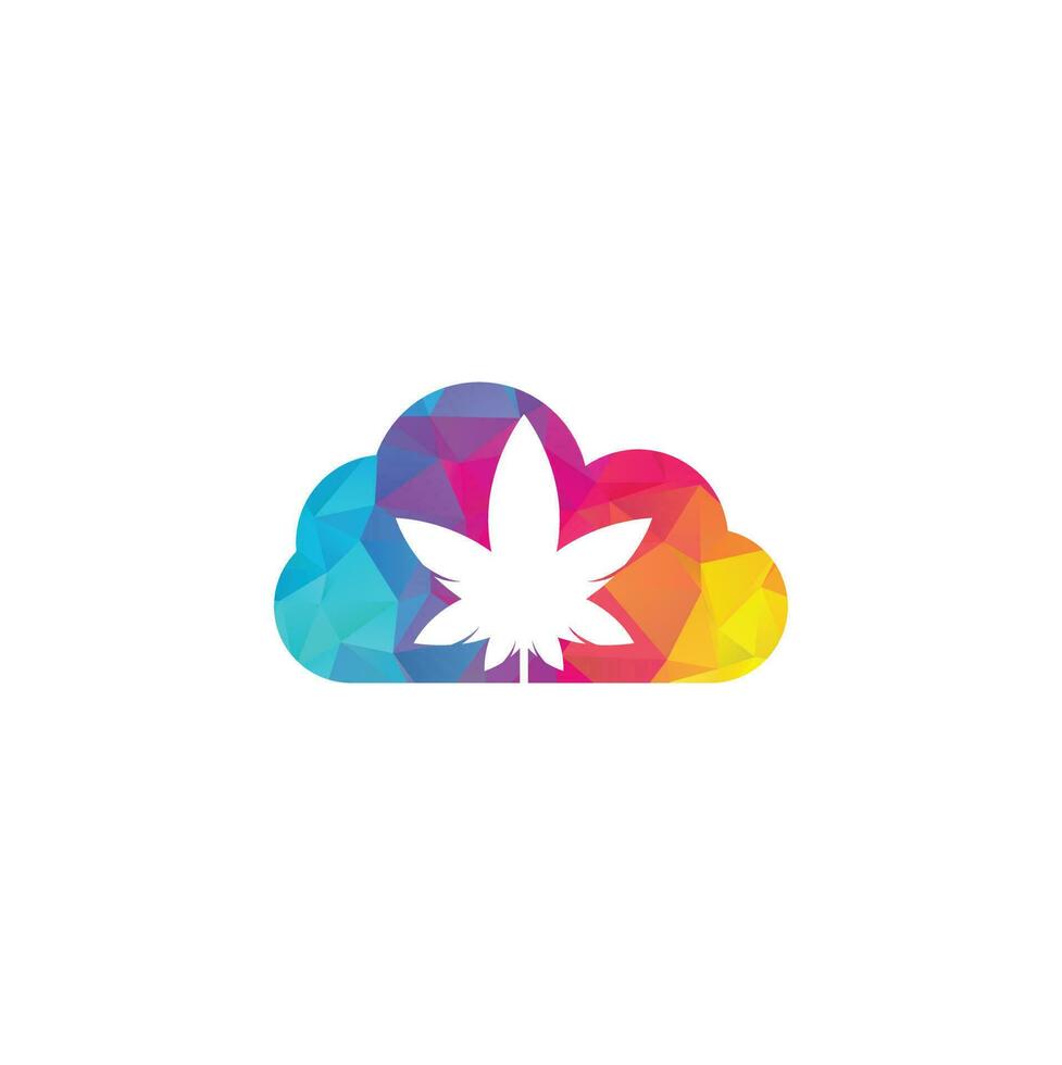 diseño del logotipo del concepto de nube de cannabis. icono de vector de logotipo de naturaleza de hoja de cannabis