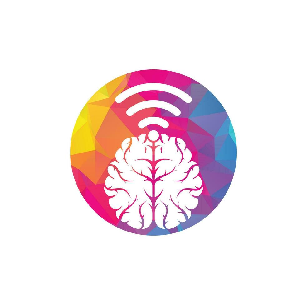Brain and wifi logo design sign. Education, technology and business background. Wi-fi brain logo icon. vector
