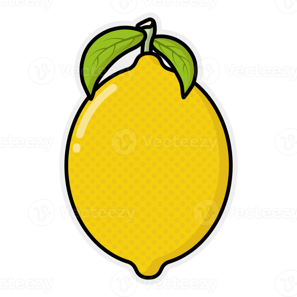 Drawn yellow lemon in a minimalist style png