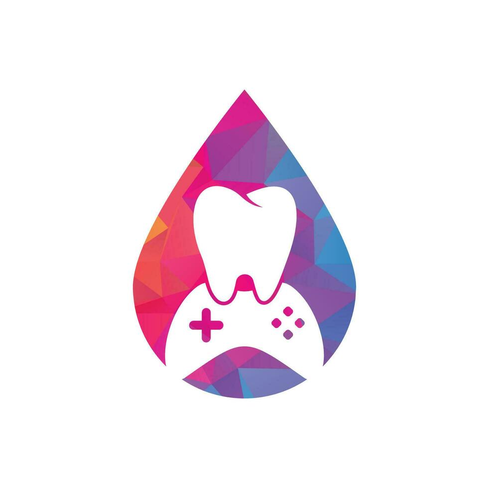 Dental Game drop shape concept Logo Icon Design. Tooth And Console vector logo design.