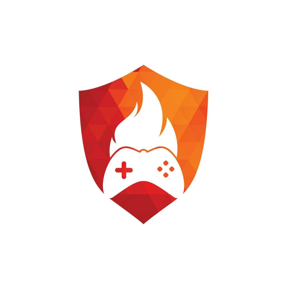 vector de diseño de icono de logotipo de fuego de juego. pad de juego con un fuego para el logotipo de juego