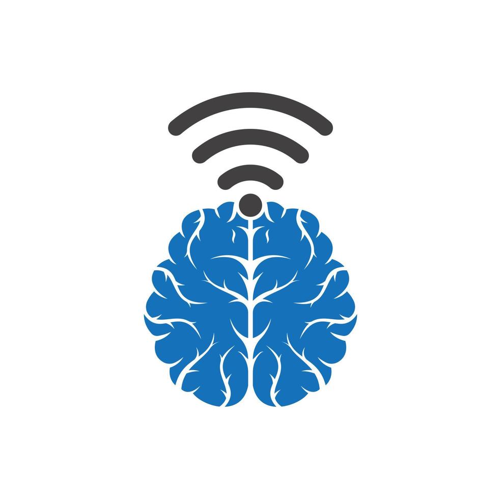 Brain and wifi logo design sign. Education, technology and business background. Wifi brain logo