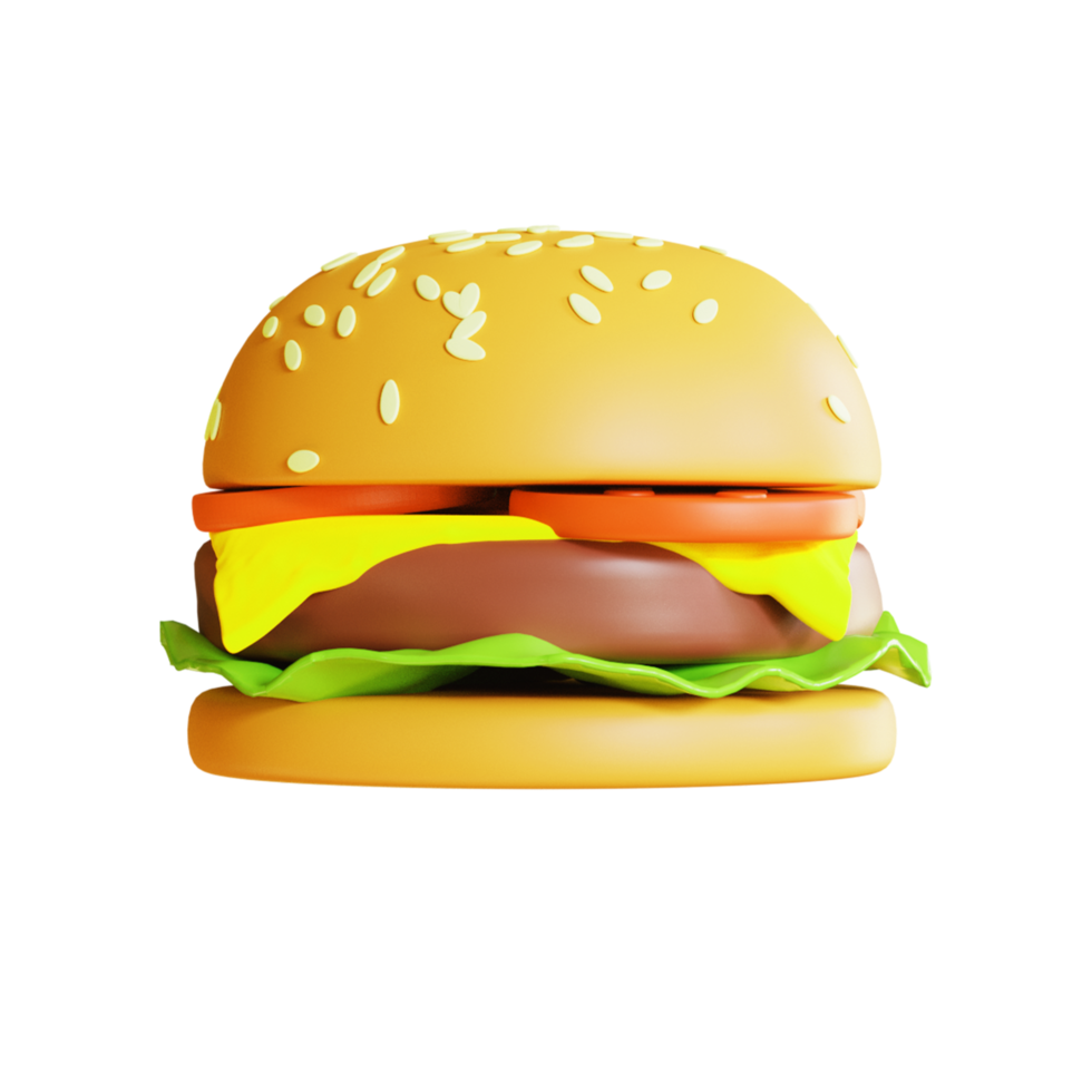 Representación 3d de una deliciosa hamburguesa con queso png