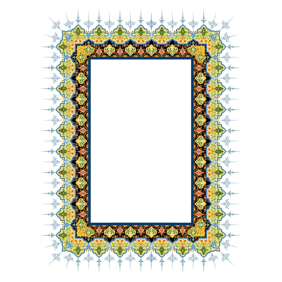 Islamic Art Border and Frame for Inside Cover Prayer Book, Ready add text. Greeting, useful isolated on white background vector