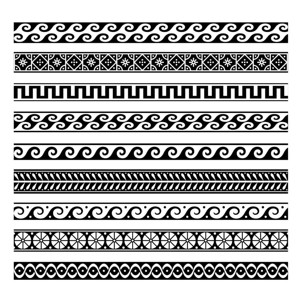 Vintage ornate seamless border vector set concept pattern in traditional style. curls and spirals ornament