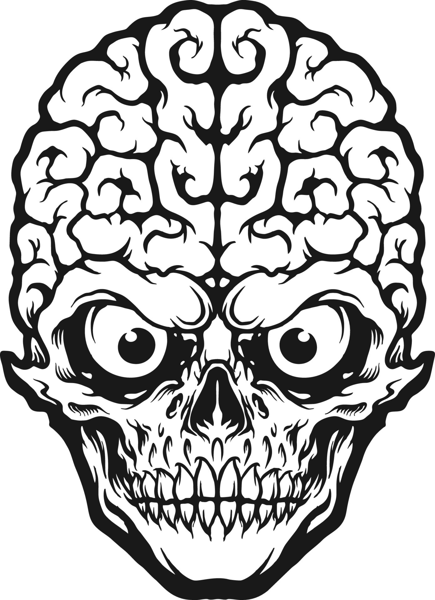 Head Skull Brain Mascot Silhouette Vector illustrations for your work Head Skull Brain Mascot Silhouette Vector illustrations for your work
