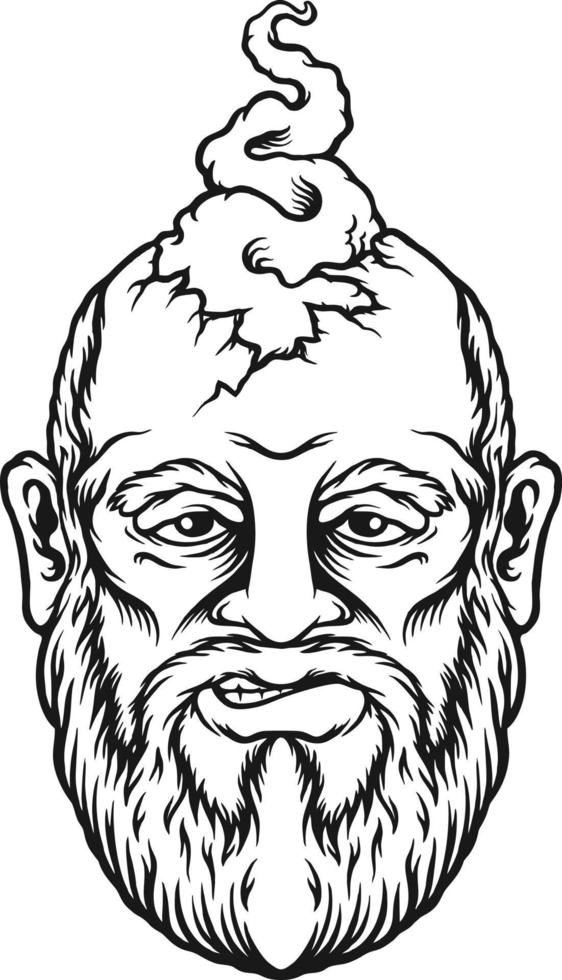 Head Old Man Cloud Silhouette Vector illustrations for your work Logo, mascot merchandise t-shirt, stickers and Label designs, poster, greeting cards advertising business company or brands.