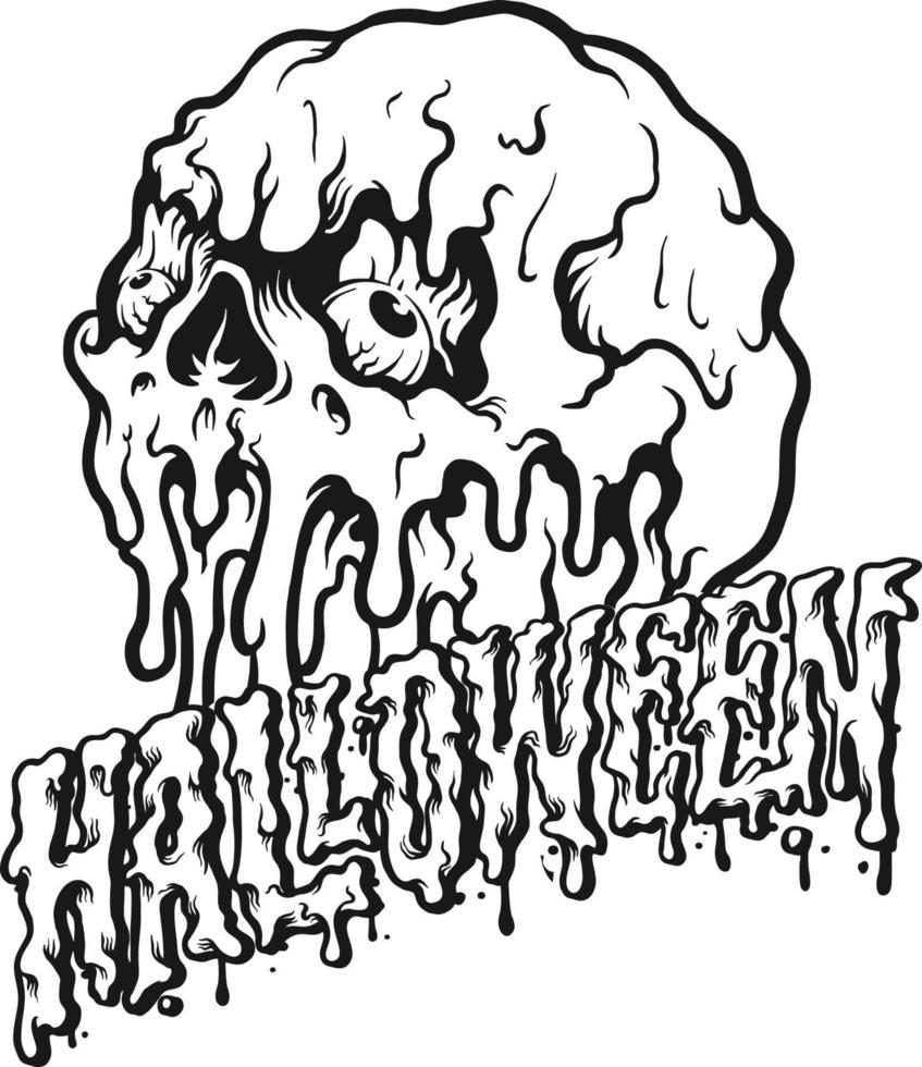 Ice Skull Halloween Font Silhouette vector