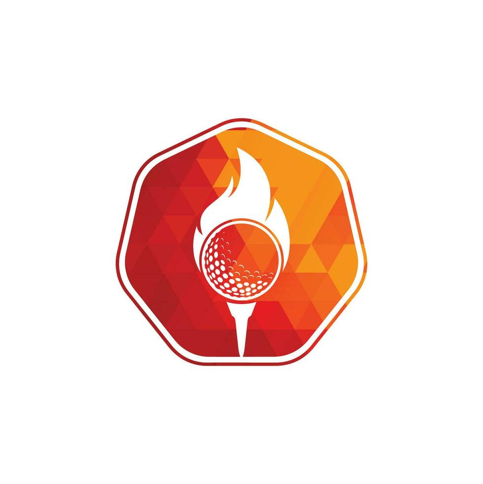 vector de diseño de plantilla de logotipo de fuego de golf. icono de diseño de logotipo de pelota de fuego y golf.