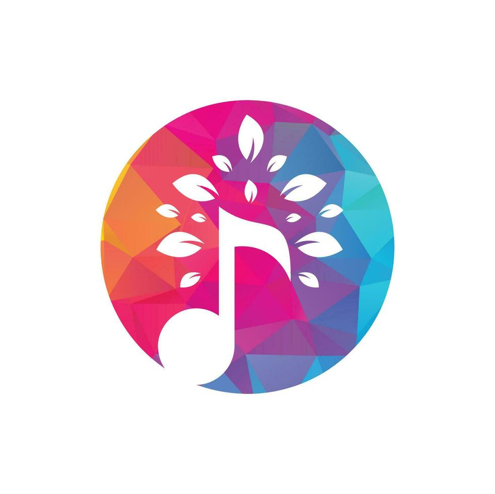 diseño del logo del árbol de la música. símbolo o icono de música y eco. icono de nota musical combinado con icono de forma de árbol vector
