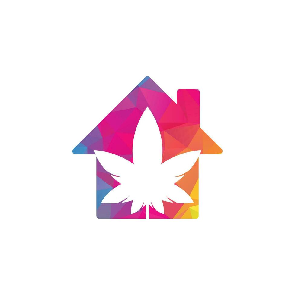 diseño del logotipo del concepto de hogar de cannabis. icono de vector de logotipo de naturaleza de hoja de cannabis