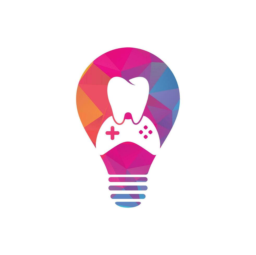 Dental Game bulb shape concept Logo Icon Design. Tooth And Console vector logo design.