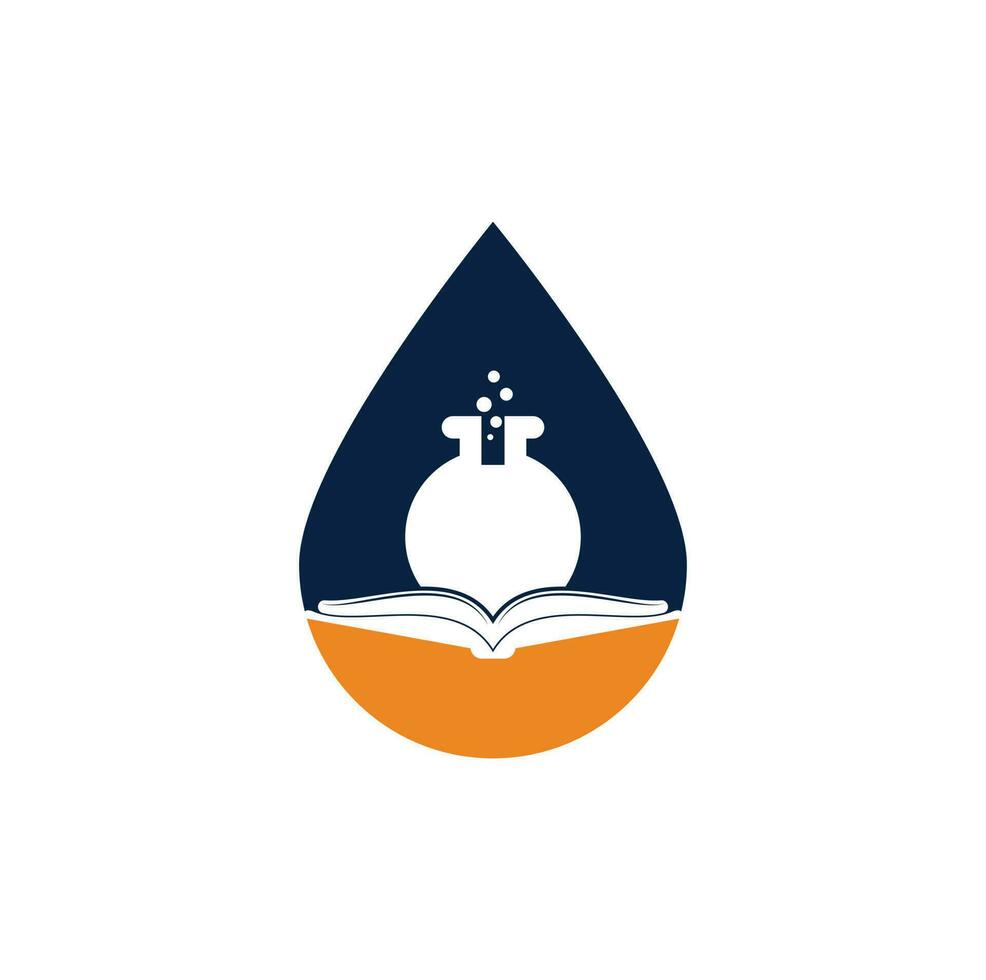 Book Lab drop shape concept Logo Template Design Vector. Book Science Logo icon. vector