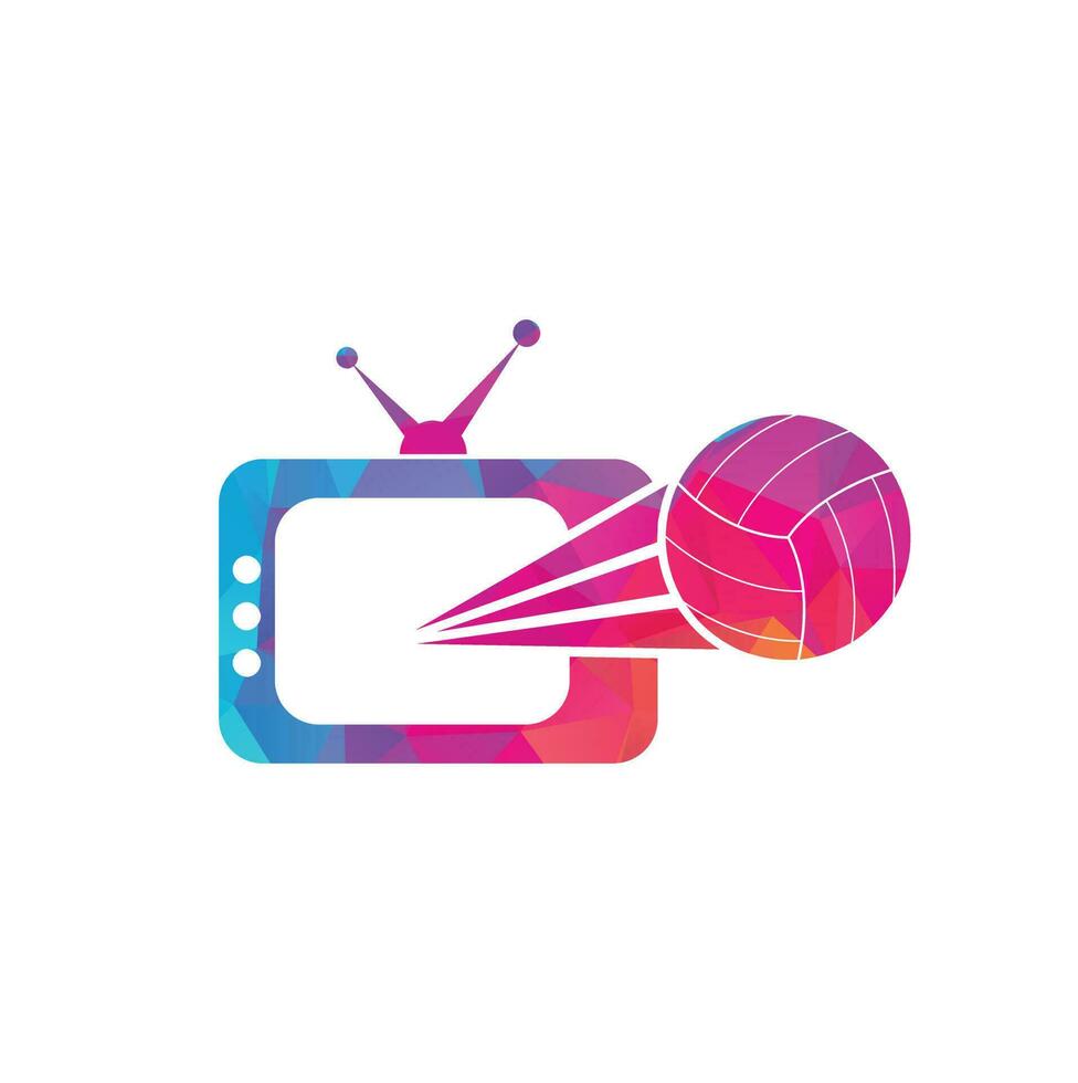 Volleyball and tv logo design. Volleyball tv symbol logo design template illustration. vector