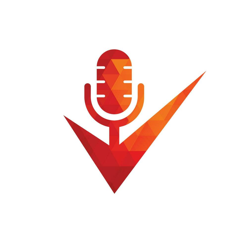 compruebe la plantilla de diseño del logotipo del vector de podcast. elemento de diseño de logotipo de icono de verificación de podcast