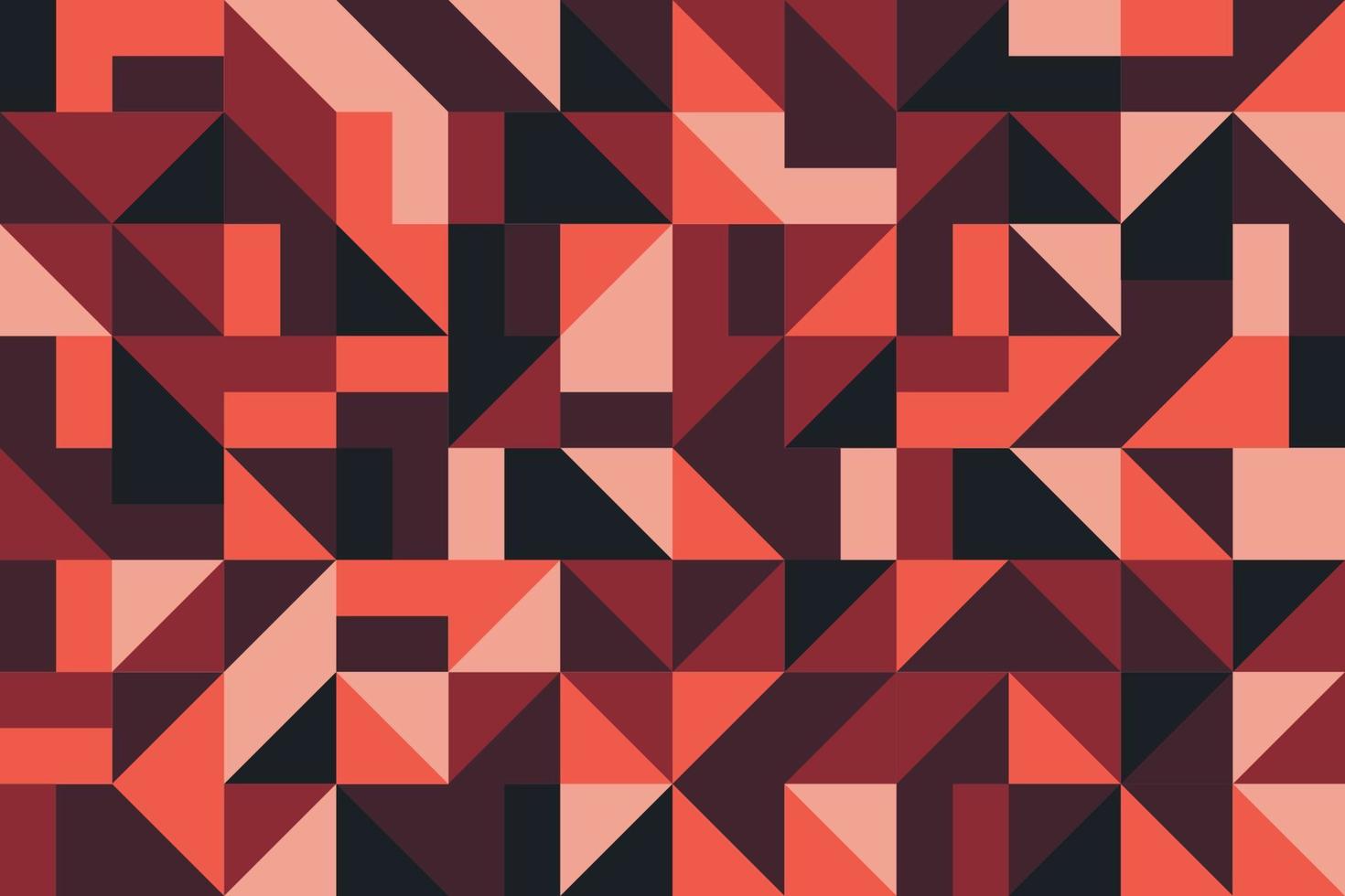 Red and black mosaic triangle shapes seamless patterns in retro style vector