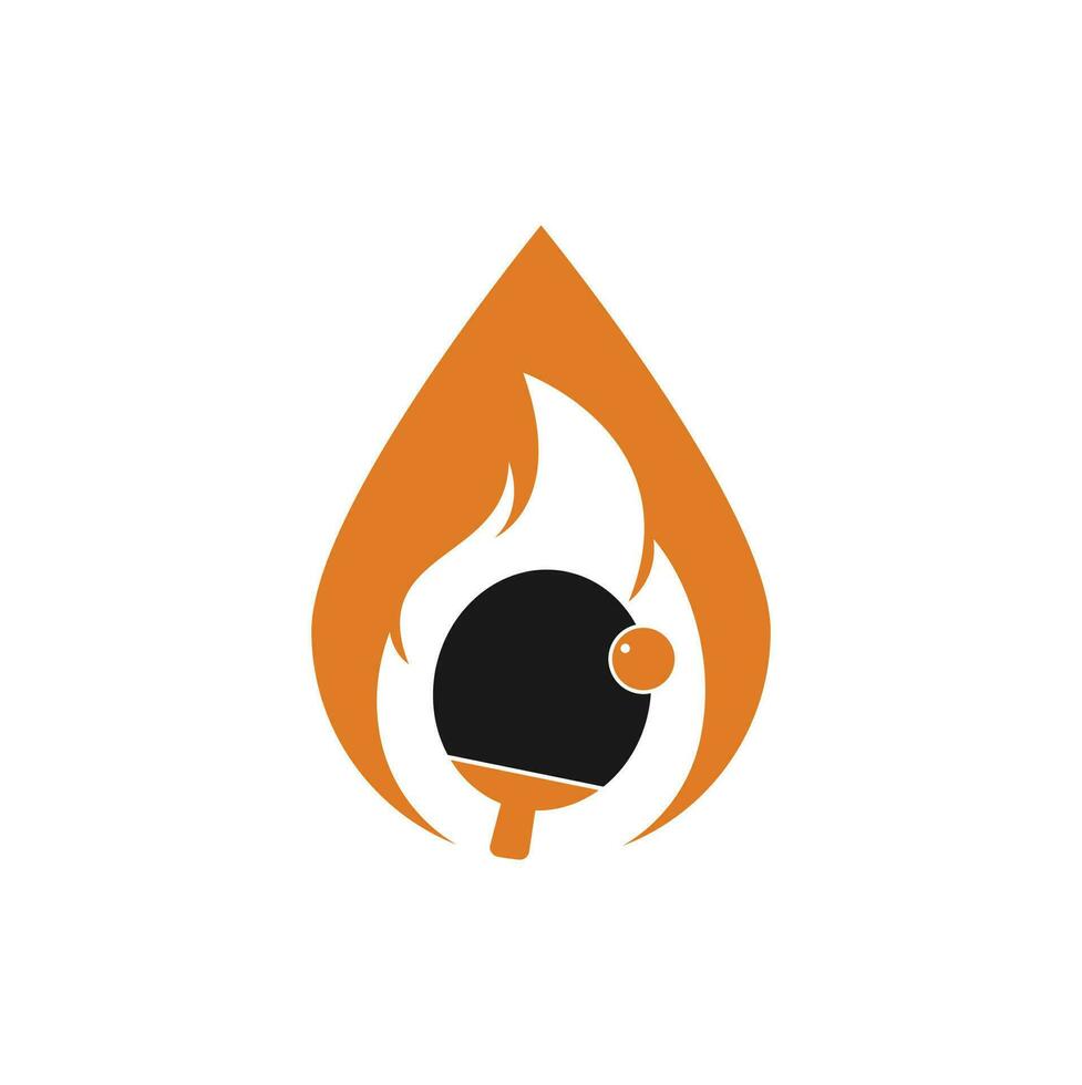plantilla de diseño de icono de logotipo de forma de gota de ping pong de fuego. tenis de mesa, icono de vector de ping pong
