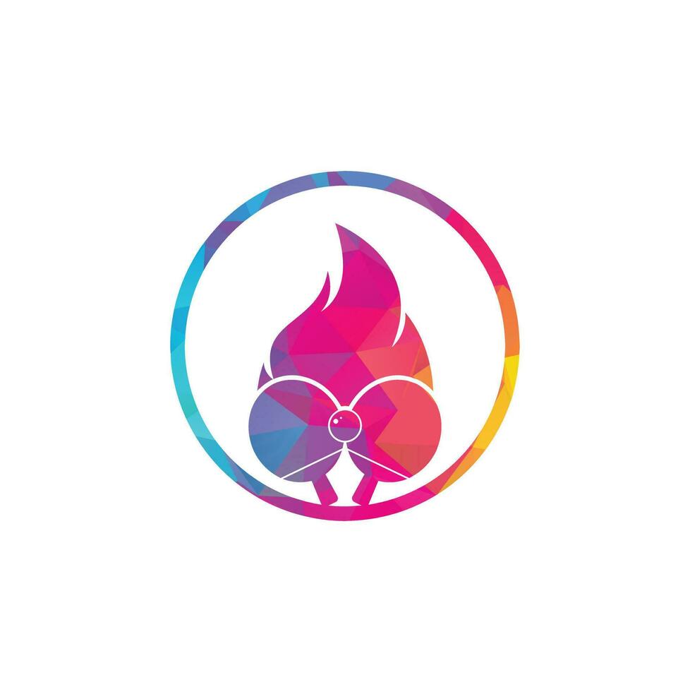 Fire and ping pong logo icon design template. Table tennis, ping pong vector icon.