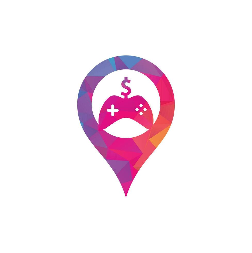 logotipo de concepto de forma de gps de juego de dinero. joystick juego de dinero en línea diseño de logotipo creativo vector