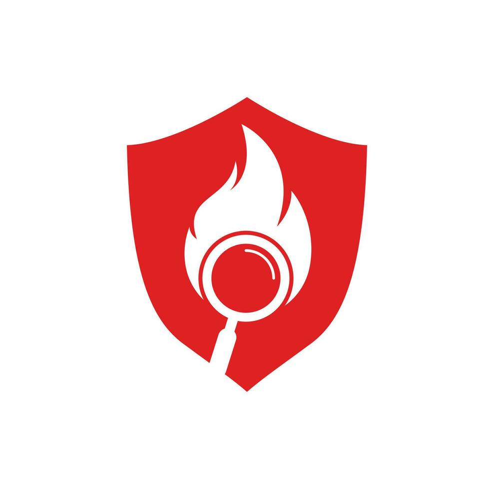 vector de diseño de plantilla de logotipo de búsqueda de incendios. encuentre la plantilla de diseño del logotipo de fuego. icono de fuego y lupa