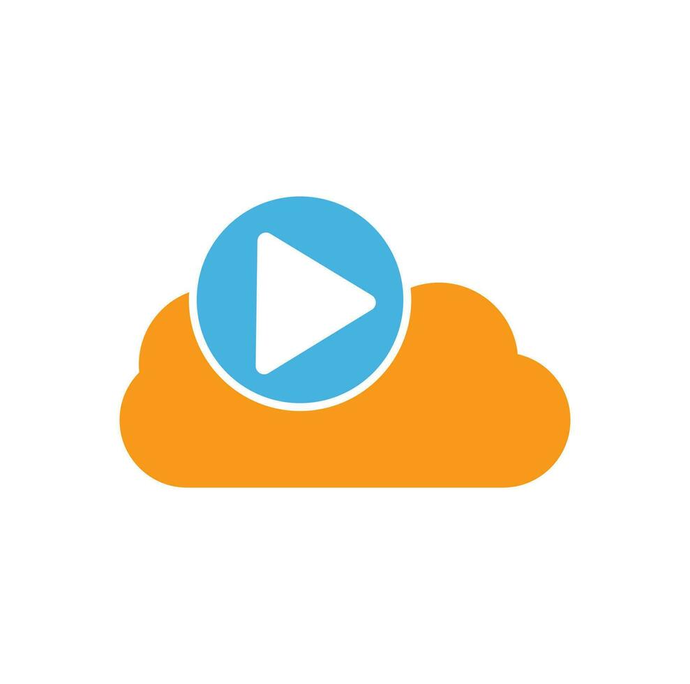 Video Cloud Logo Design Template. Cloud Play Multimedia Logo Template. vector