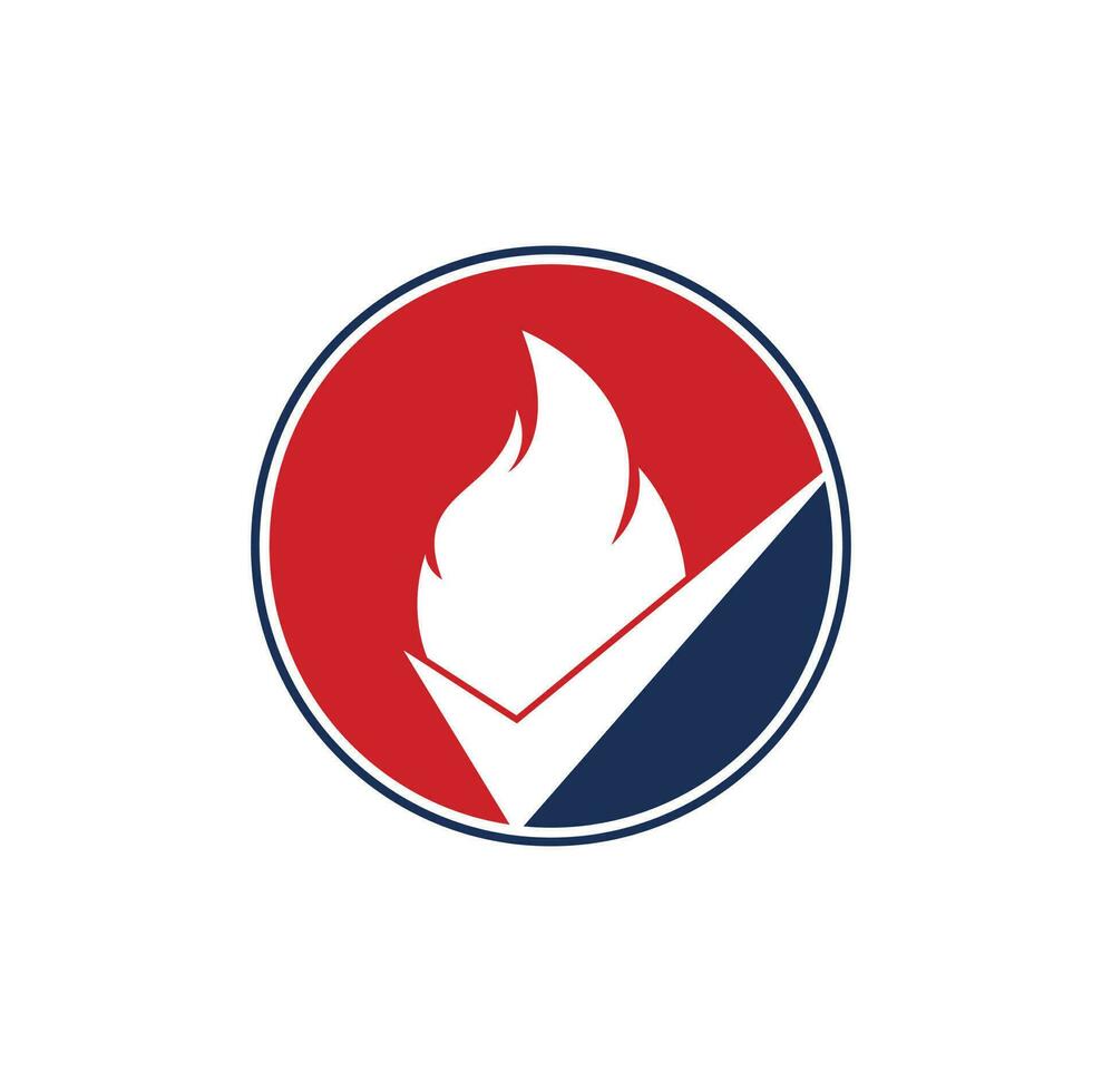 Fire check vector logo design template. Fire and checkmark icon design.